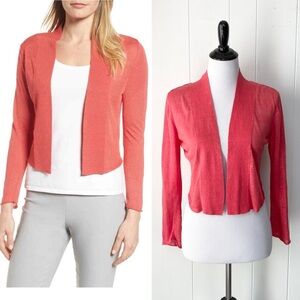 Nic + Zoe Women's Coral Red Daybreak Open Front Cardigan Size Small